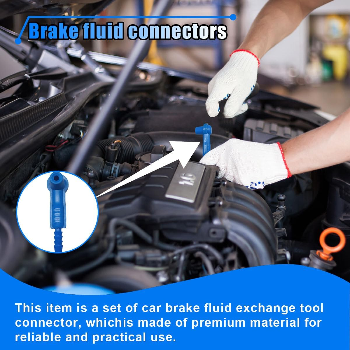 4PCS Brake Fluid Bleeder Bleeding Connectors, Car Oil Pumping Pipe Nipple Connector Quick Exchange Tool, Brake Oil Changer Brake Bleeder Adapter Kit for Car Truck Brake System Bleeding Tools (Blue) - Black image number 3