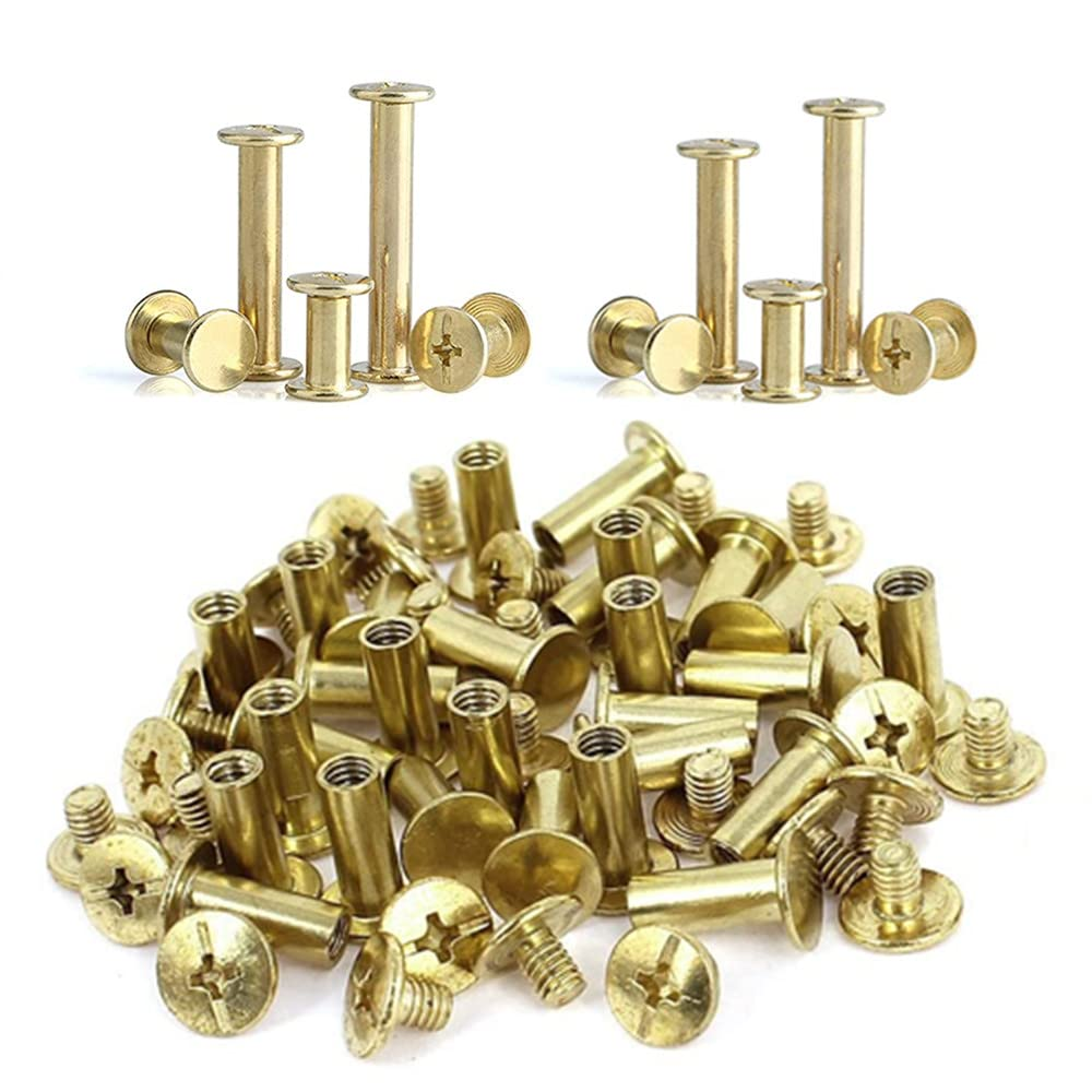 100 Sets Binding Chicago Screws, 5 Size Screw Posts for Bookbinding, Leather Photo Albums, round Flat Head (M5X5/6/8/10/20 Mm) image number 5