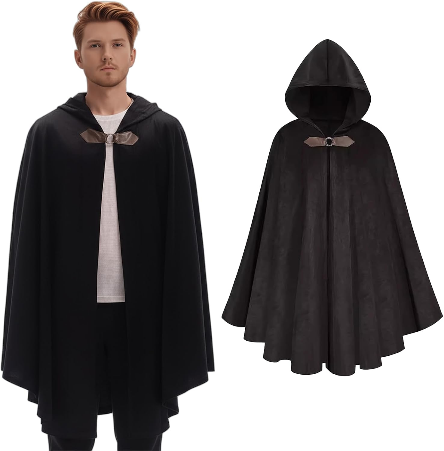 Medieval Hooded Cloak, Renaissance Cape with Hood Adult Men Women, Vintage Capelet Halloween Cloak Costume