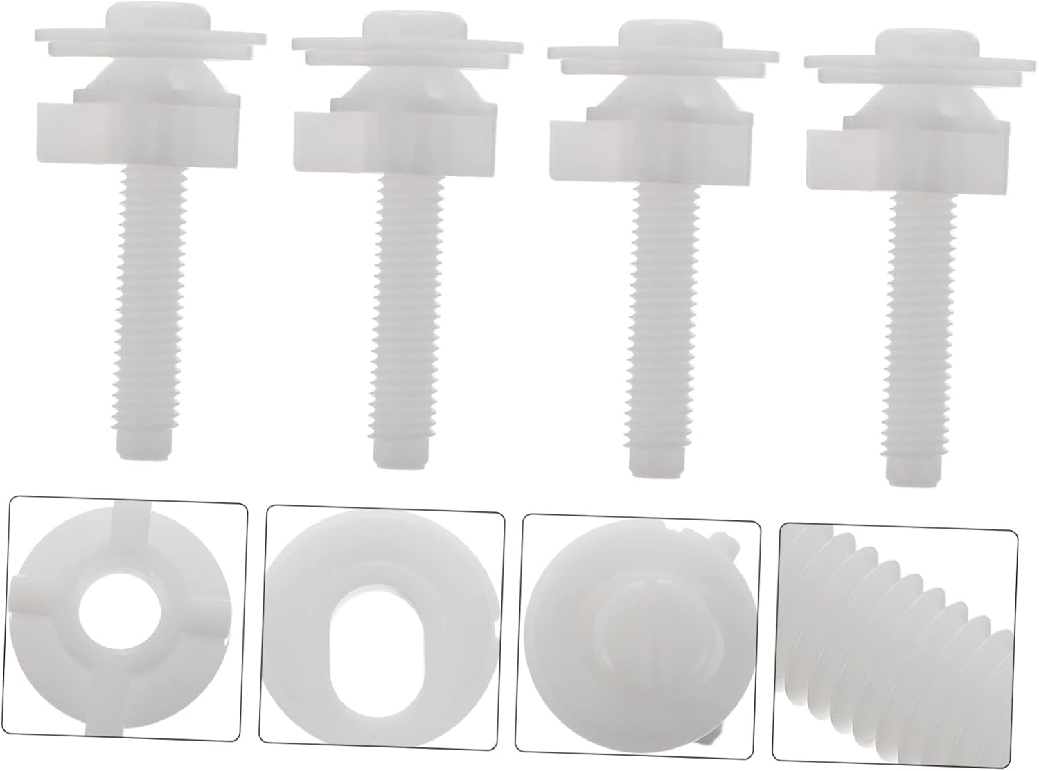 Tofficu 4Pcs Toilet Seat Accessories Hinge Bolts Plastic Fixing Screws for Wc Seat Cover image number 5