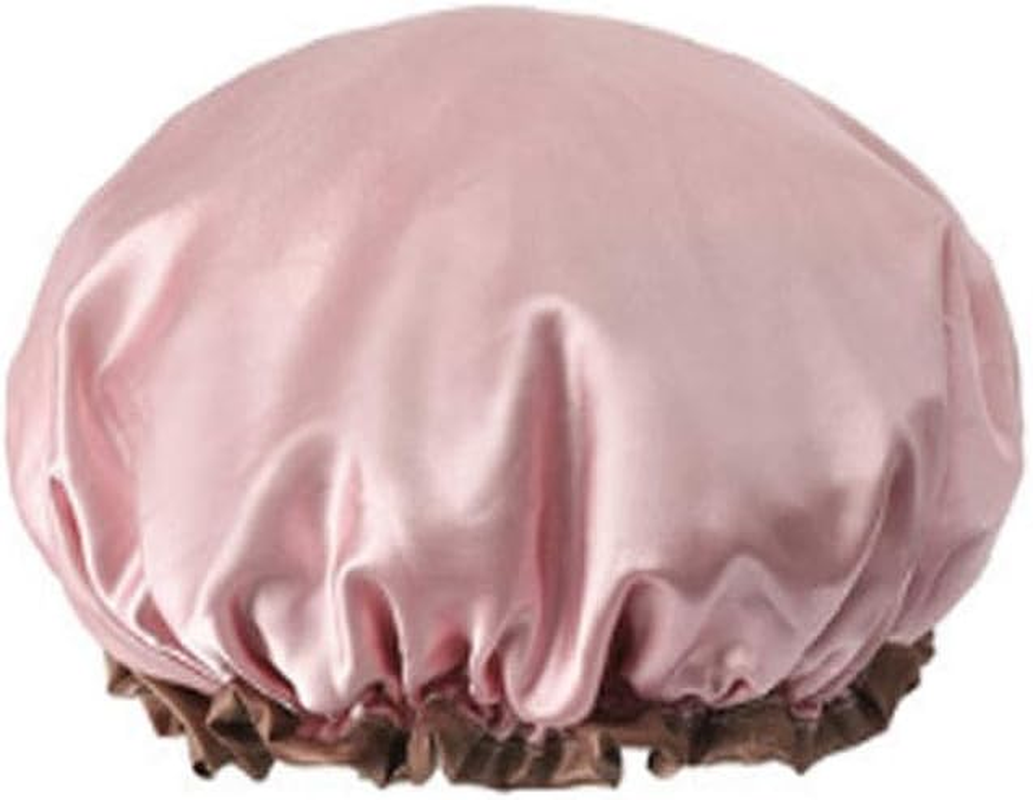 Shower Cap, Double Shower Cap, Waterproof Adult Female Shower Cap, Bath Hair Cover, Shower Headgear, Waterproof Cap, Hair Cap, (Color : Pink) image number 2