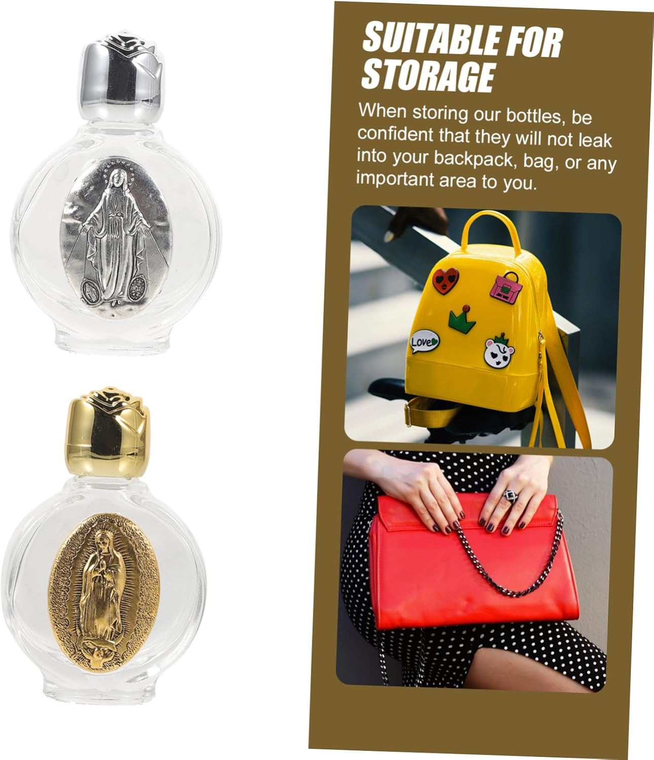 COHEALI 4Pcs Refillable Holy Water Bottle Small Glass Empty Container for Catholic Blessing Portable Use