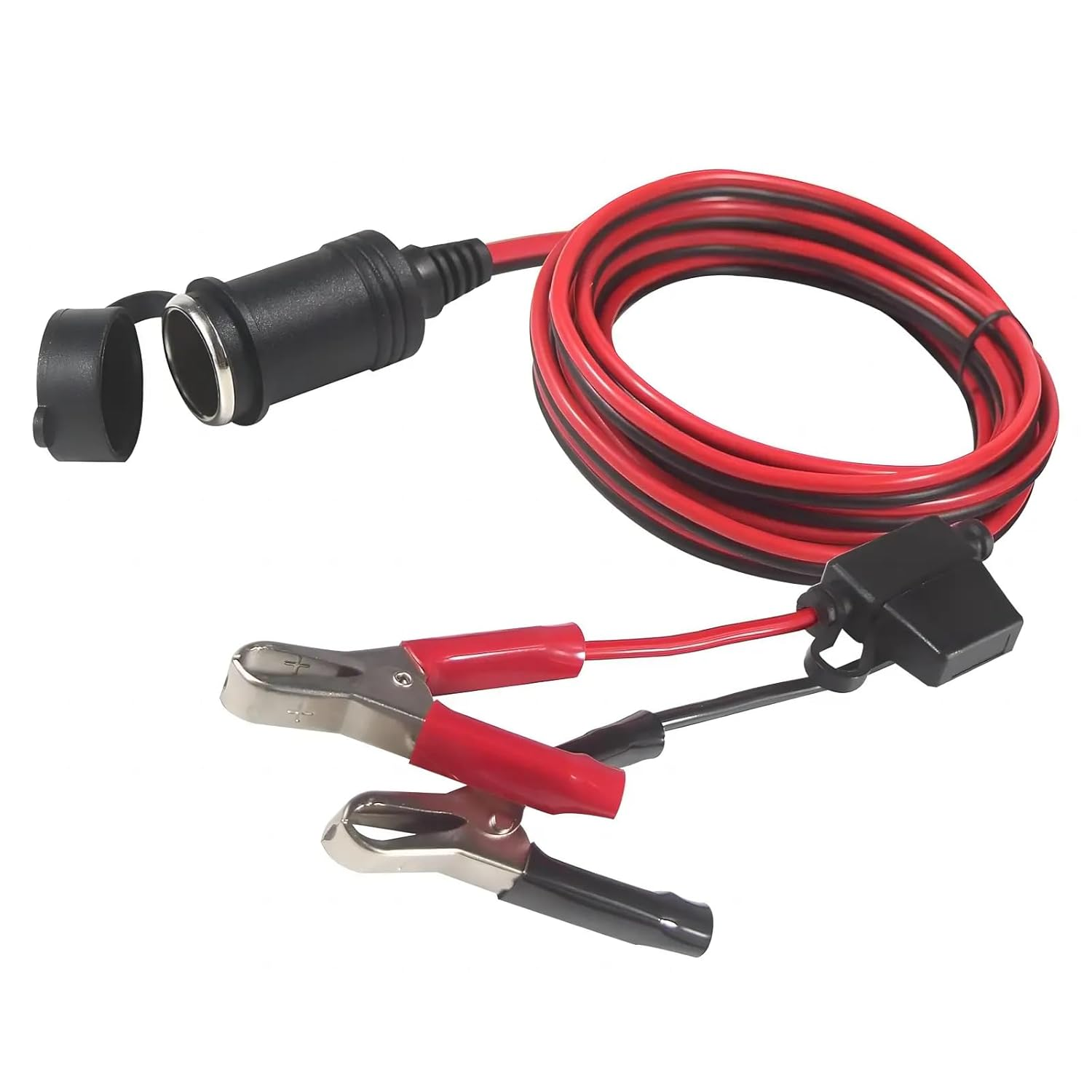 12V Car Cigarette Lighter Socket Female Alligator Clips with 14AWG Cable 15A Fuse 14AWG 3FT 2Pack image number 6