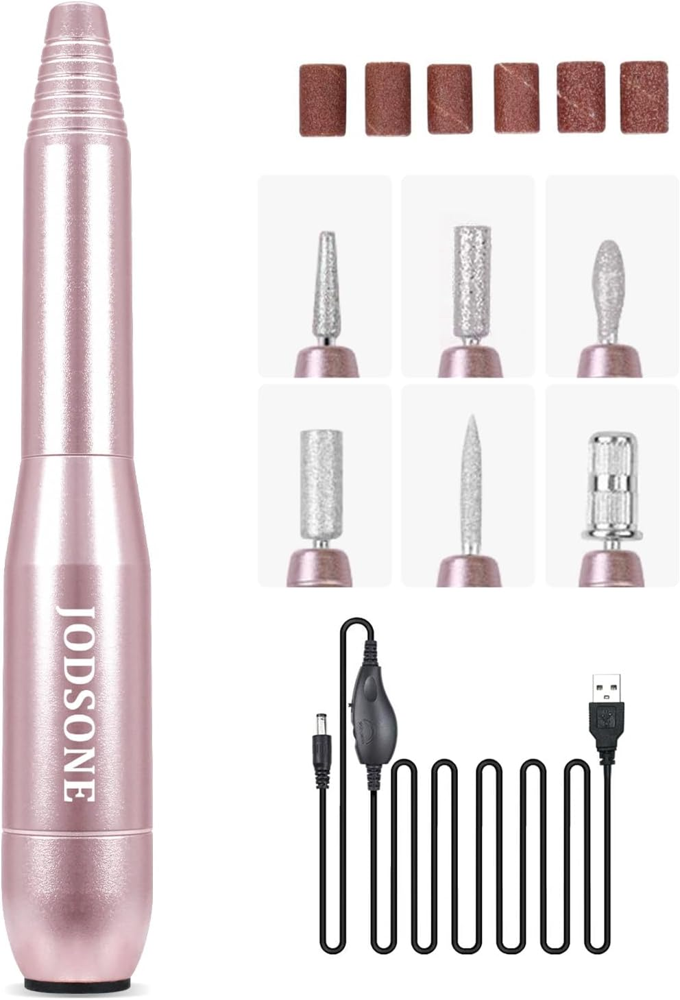 JODSONE Professional Electric Nail Drill 20000RPM Low Noise Work Efficiently with 6 Replacement Drills for Salon and Home Use image number 1