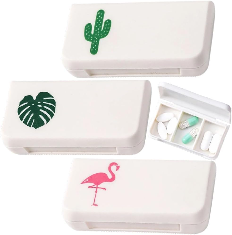 3 Pack Daily Pill Organizer, 3 Compartments Portable Pill Case Travel Pill Organizer,Pill Box for Purse Pocket to Hold Vitamins,Cod Liver Oil,Supplements and Medication image number 2