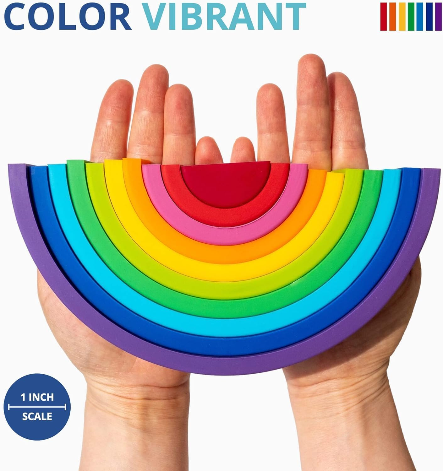 Silicone Rainbow Building Bloc, XICEN Montessori Rainbow Nesting Puzzle, Kids and Toddler Stacking Toy, Sensory Rainbow Toys Stacking Rainbow Puzzle,10 Layers image number 1