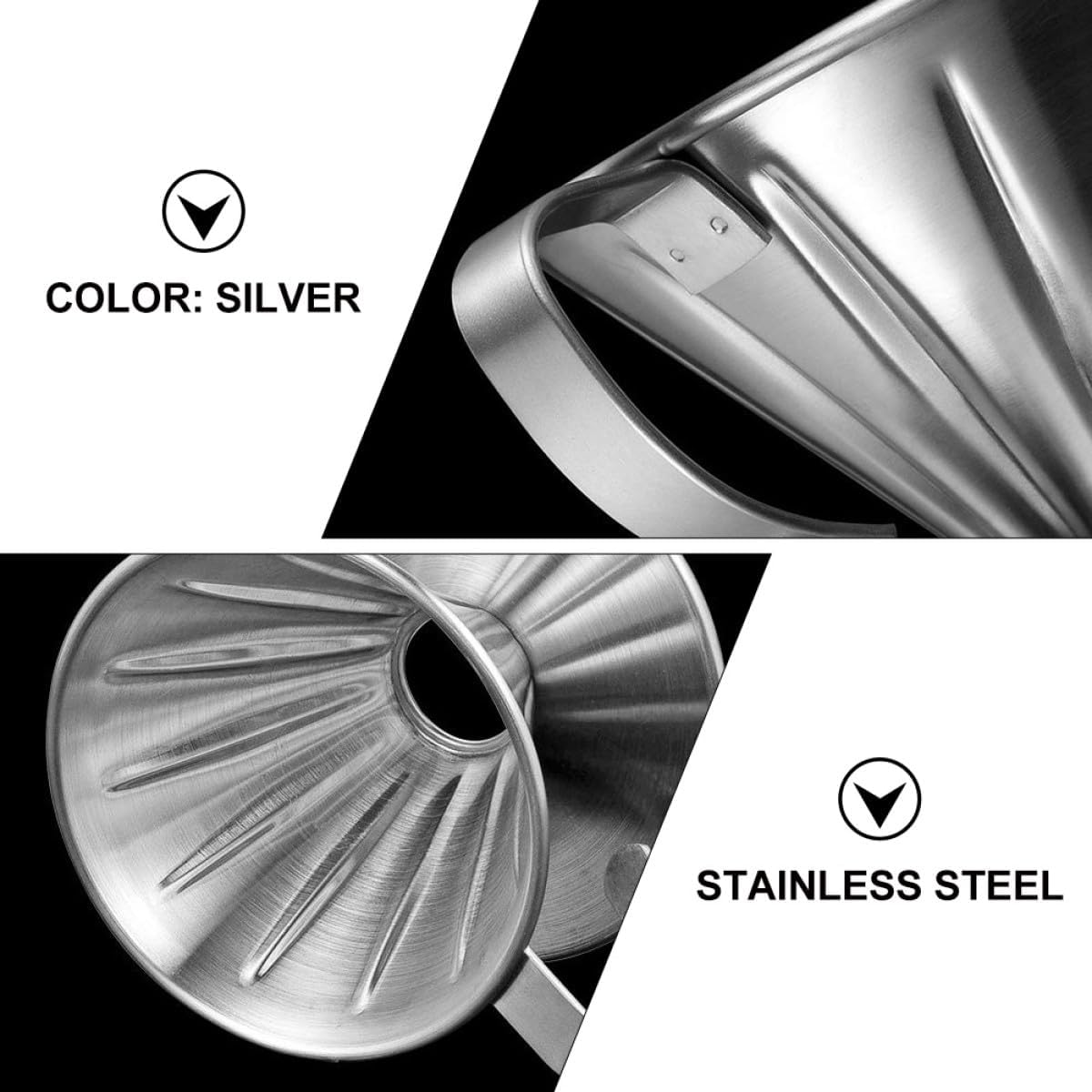 GLEAVI Stainless Steel Coffee Filter Cone Drip Filter with Handle and Base, Small Manual Coffee Strainer Funnel for Home Brewing and Tea Brewing image number 6