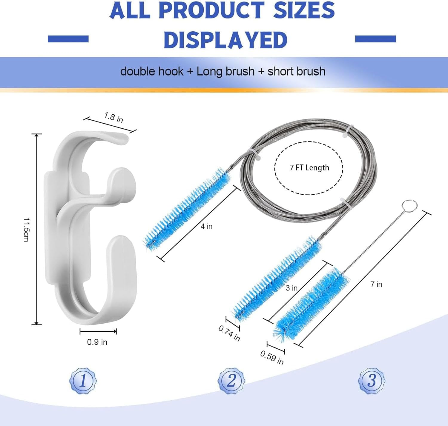 4 Piece Accessories for CPAP Hose,Hose Hanger and Cleaning Brush for CPAP Mask,Tubing Holder Organize Cleaning Set,7 Feet Flexible + 7 Inches Handy Steel Wire Brush image number 2