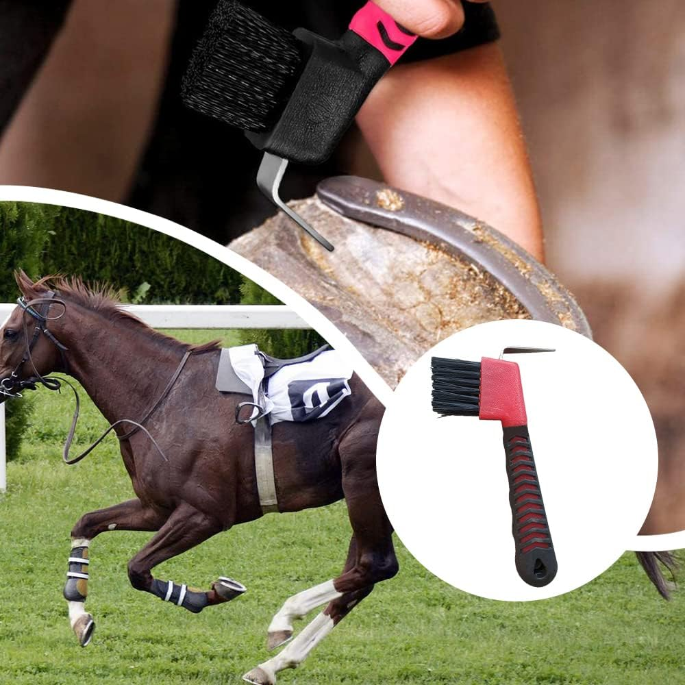 Dhinkyoung Horse Hoof Pick Brush with Handle, Sturdy Hoofpick Brush, Horseshoe Brush Horses Hoof Groove Cleaner for Horses, Donkey, Goat, Tires and Hiking Boots(Random Colour) image number 5