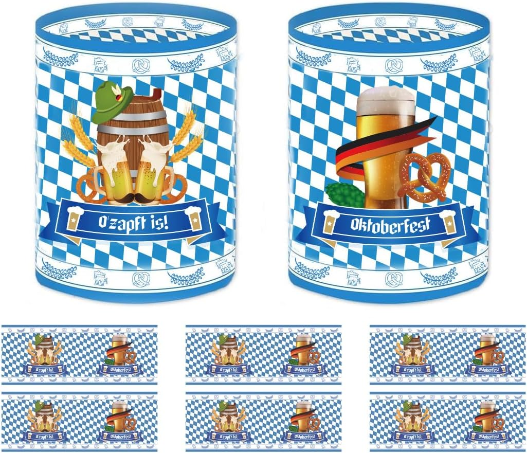 OUDQFCJ 8 Lantern Oktoberfest Table Decoration Set, Bavarian Decoration, Suitable for Tea Lights or Candles (Blue) image number 5