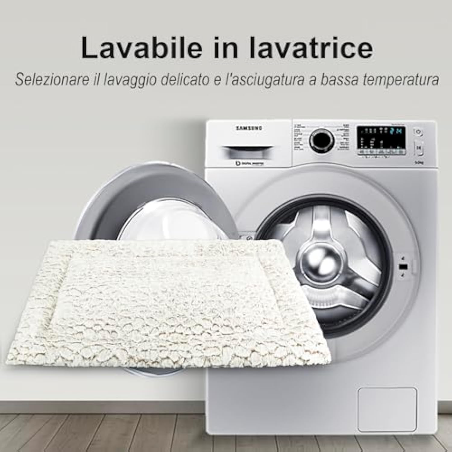 Aspand Dog Bed for Large Dog Beds with Soft, 94 X 61 Cm, Orthopaedic Dog Mat, Short Pile and Marble Look, Khaki image number 4