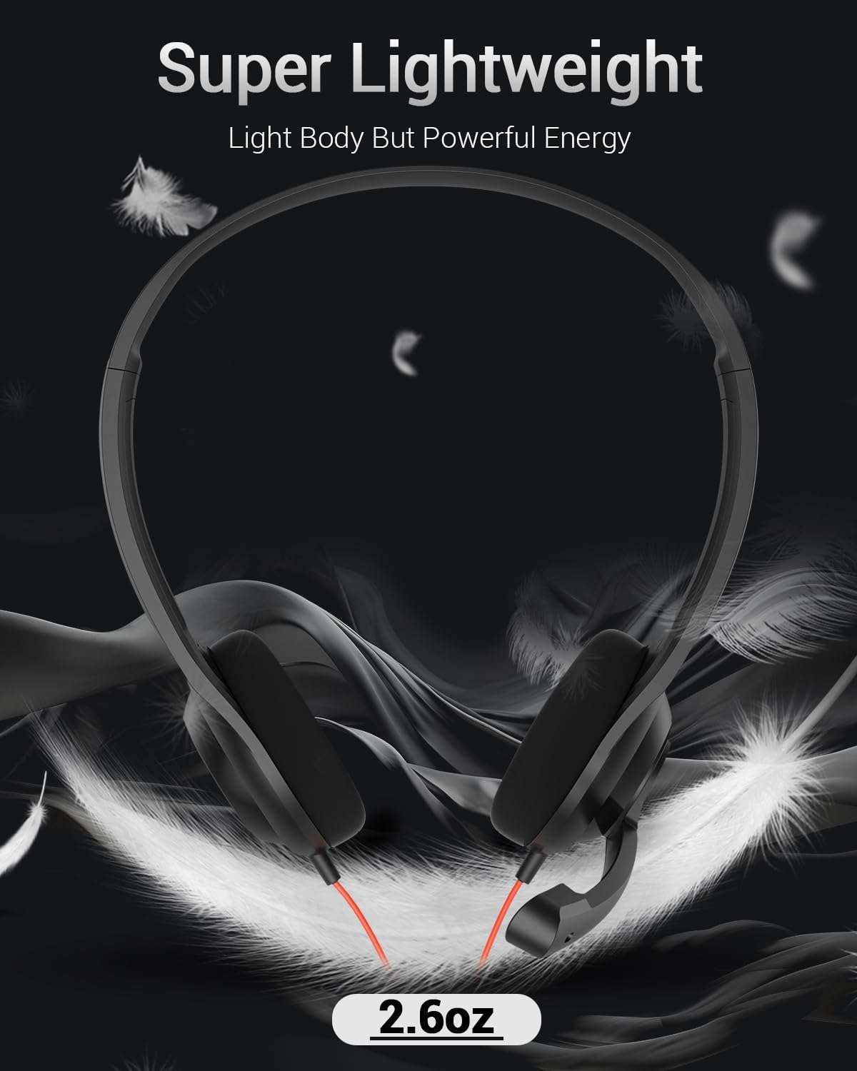 NUBWO HW02 USB Computer Headset with Clear Chat Microphone, Lightweight On-Ear Wired Headset for MS Teams, Skype, Webinars, Call Center and More (Black) image number 2