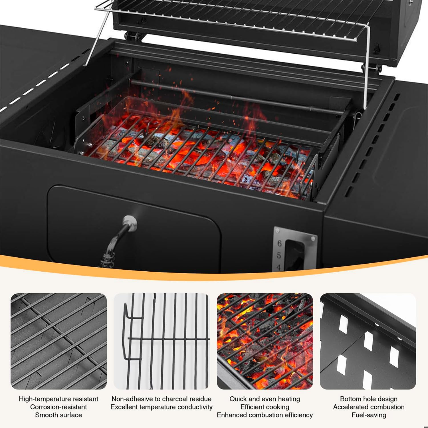 15-28 Inch Stretchable Charcoal Tray for PS9900, 47183T-21, High-Temperature Coating Charcoals Basket for HC4518L PS9500 8500 6800 6500 SH19030119 SH19030219 SH9916 Smoke Hollow Grill Replacement Part image number 6