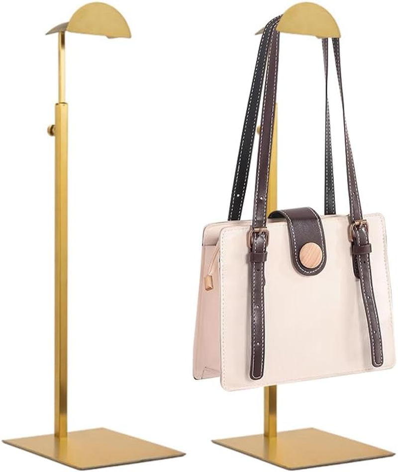 2 Pack Handbag Rack Adjustable Metal Display Stand Stainless Steel Hand Bag Display Single Hanging Hook Clothes Hanger Accessories (Gold)