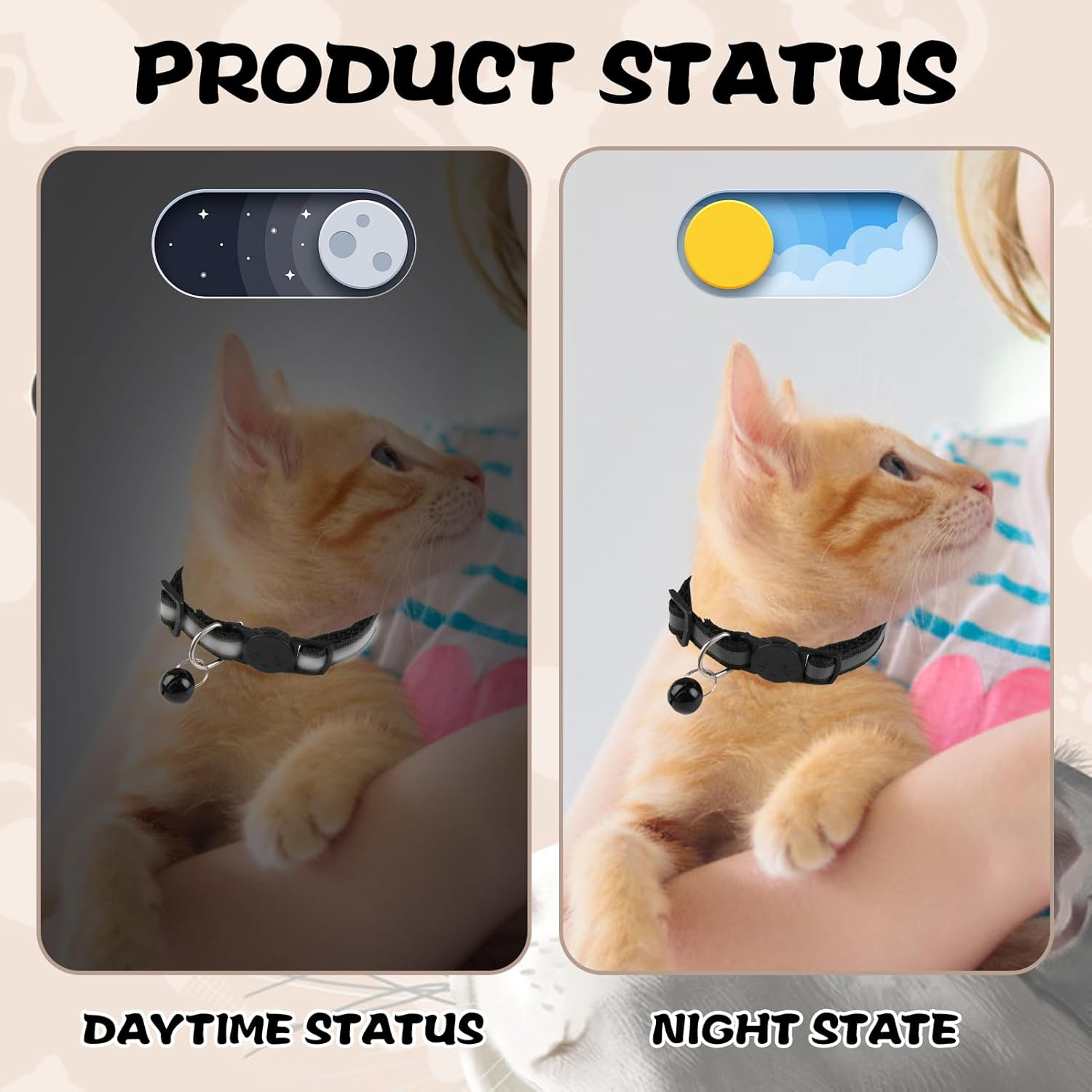 Pack of 3 Reflective Cat Collar with Safety Clasp and Bell, Cat Collar Release Click Buckle Set Adjustable Kitten Safety Collar Cat Collars, 19-32 Cm image number 5