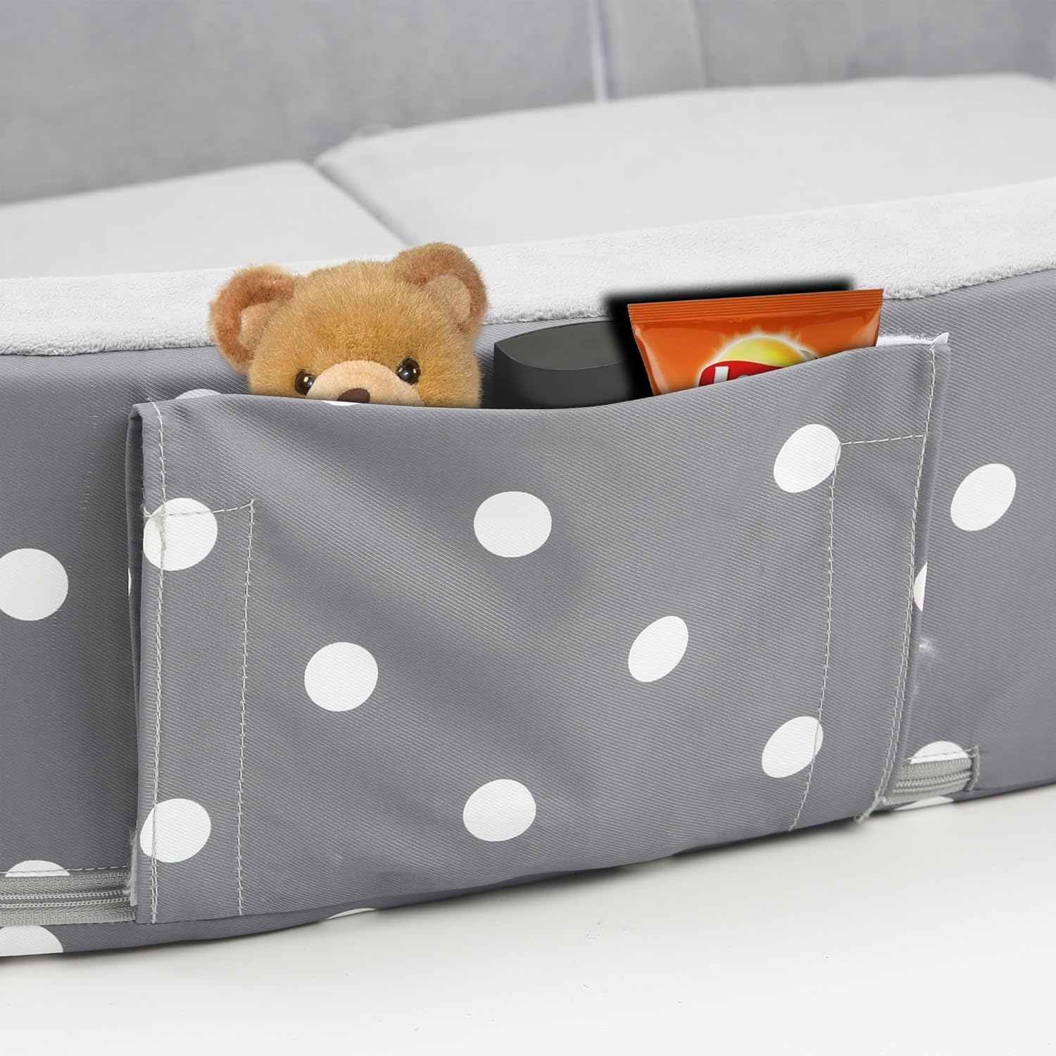 Mooedcoe Foldable Toddler Floor Bed with Sides, Folding Toddler Bed for Travel Kid Foam Sleeping Cot (Round, Dot) image number 1