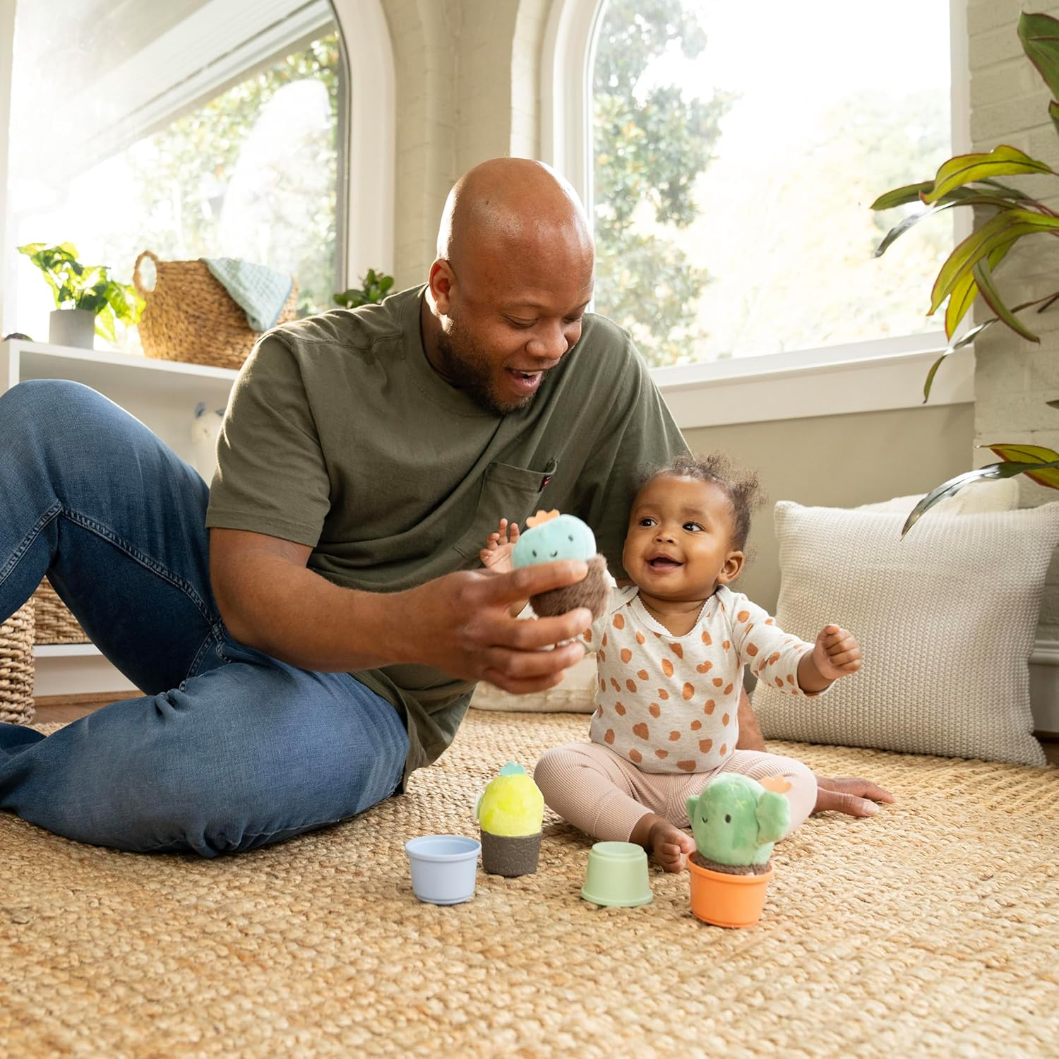 Ingenuity Calm Springs Nesting Rattles for Baby 3 Months & Up, Stackable Toys, Bpa-Free Multi-Texture Rattle Set of 3, Unisex image number 6