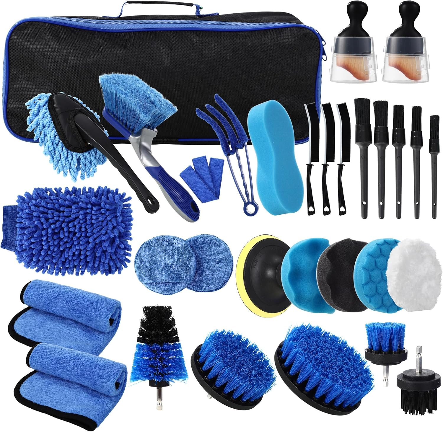 31 Piece Car Cleaning Set, Car Care Set, Car Cleaning Set Complete for Interior and Exterior Surface, Car Detailing Brush, Car Wash Set, Car Cleaning Set for Air Vent, Wheels, Household Surfaces image number 1