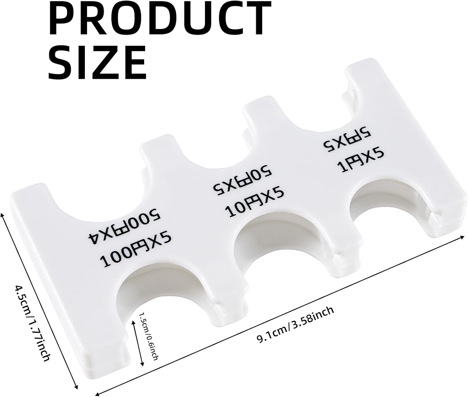 Japanese Yen Coin Holder Hard Case Organizer and Storage for Coins Rectangle JPY Coin Organiser and Dispenser, Plastic Coin Sorter Wallet, White, Storage image number 2