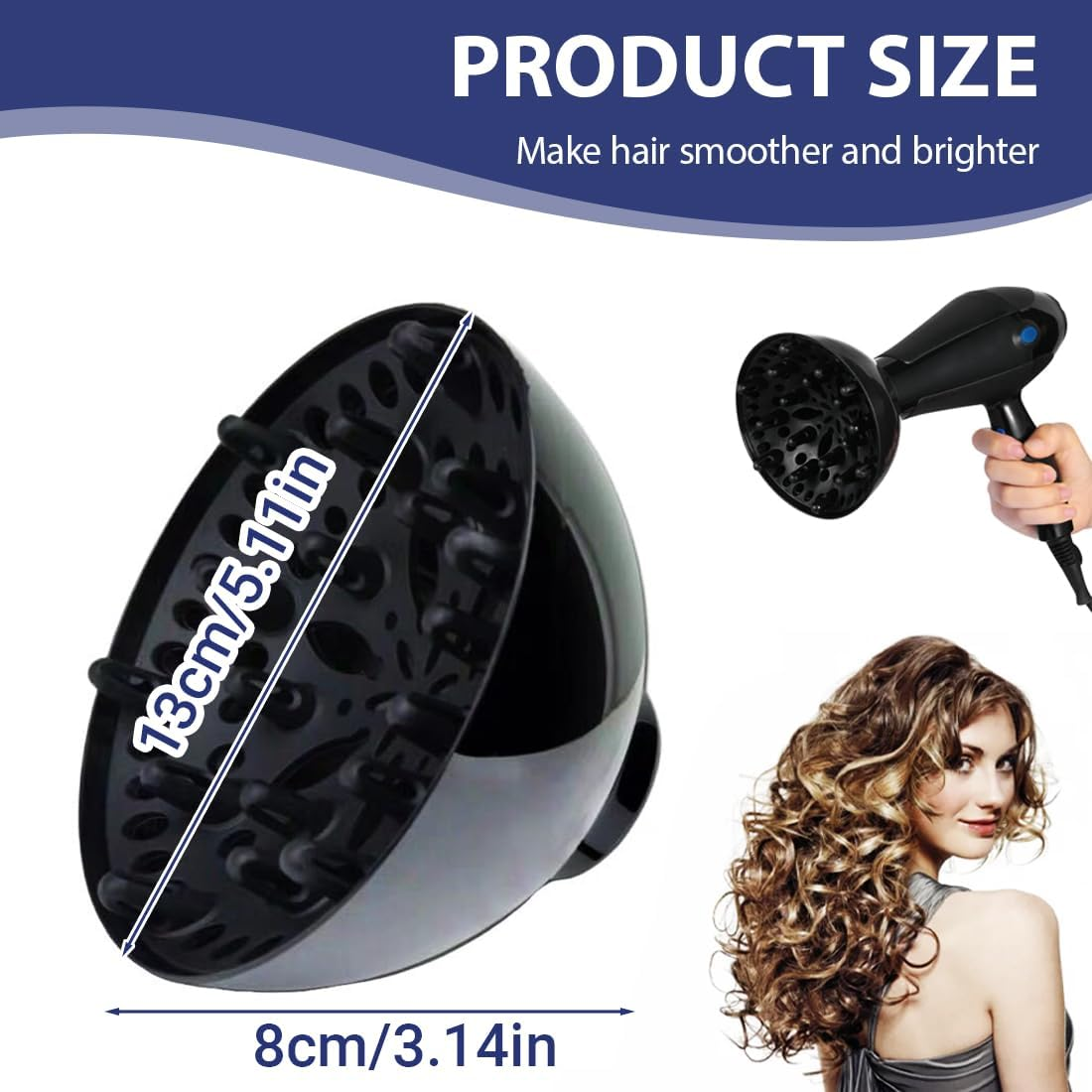 IKOPFLN Universal Hair Dryer Diffuser, Curly Hair Diffuser, Adjustable Curl Hair Diffuser for Curly or Wavy Hair Styling image number 4