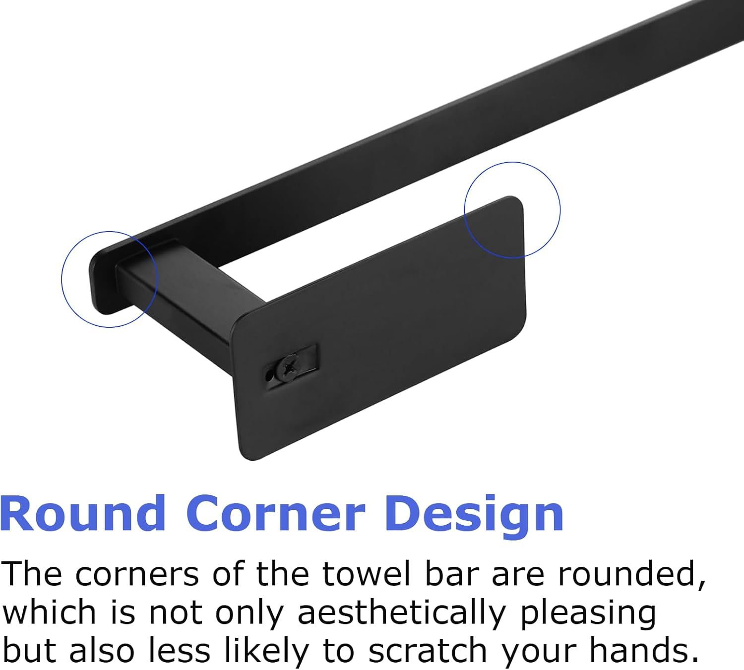 Breikuth Adhesive Towel Rail Black No Drill Bathroom Towel Rack Bath Towel Holder Square Wall Mount Stainless Steel (Black) - Brushed Stainless Steel image number 6