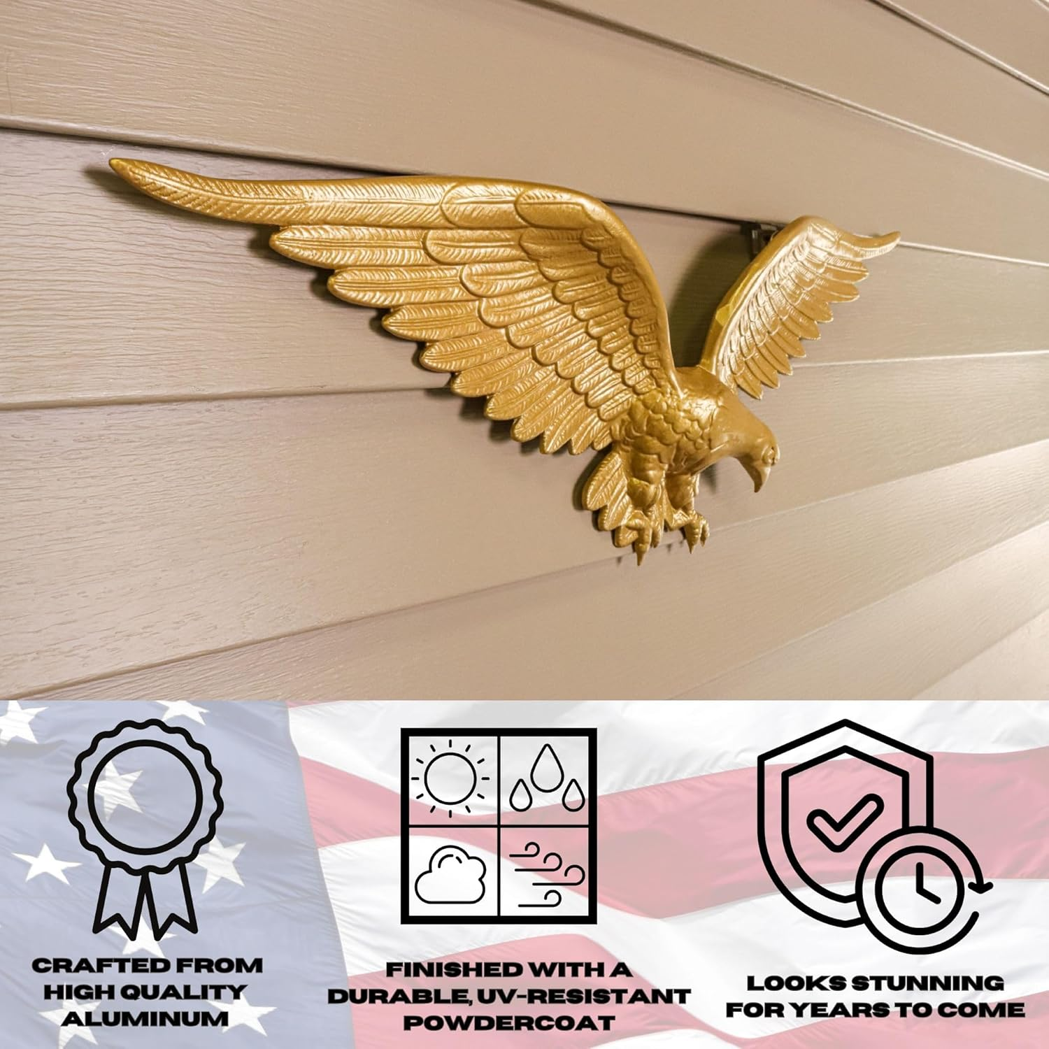 Montague Metal Products Flagpole Wall Eagle, 24-Inch, Gold