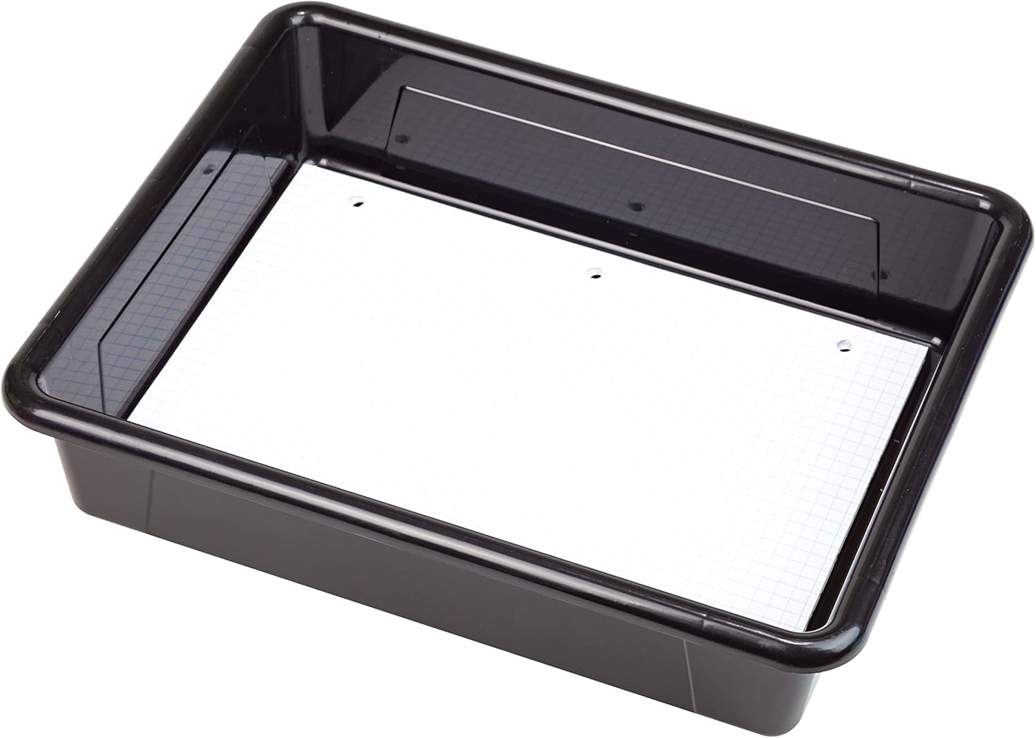 Storex Letter Size Flat Storage Tray &ndash; Organizer Bin with Non-Snap Lid for Classroom, Office and Home, Black, 5-Pack (62535A05C) image number 2