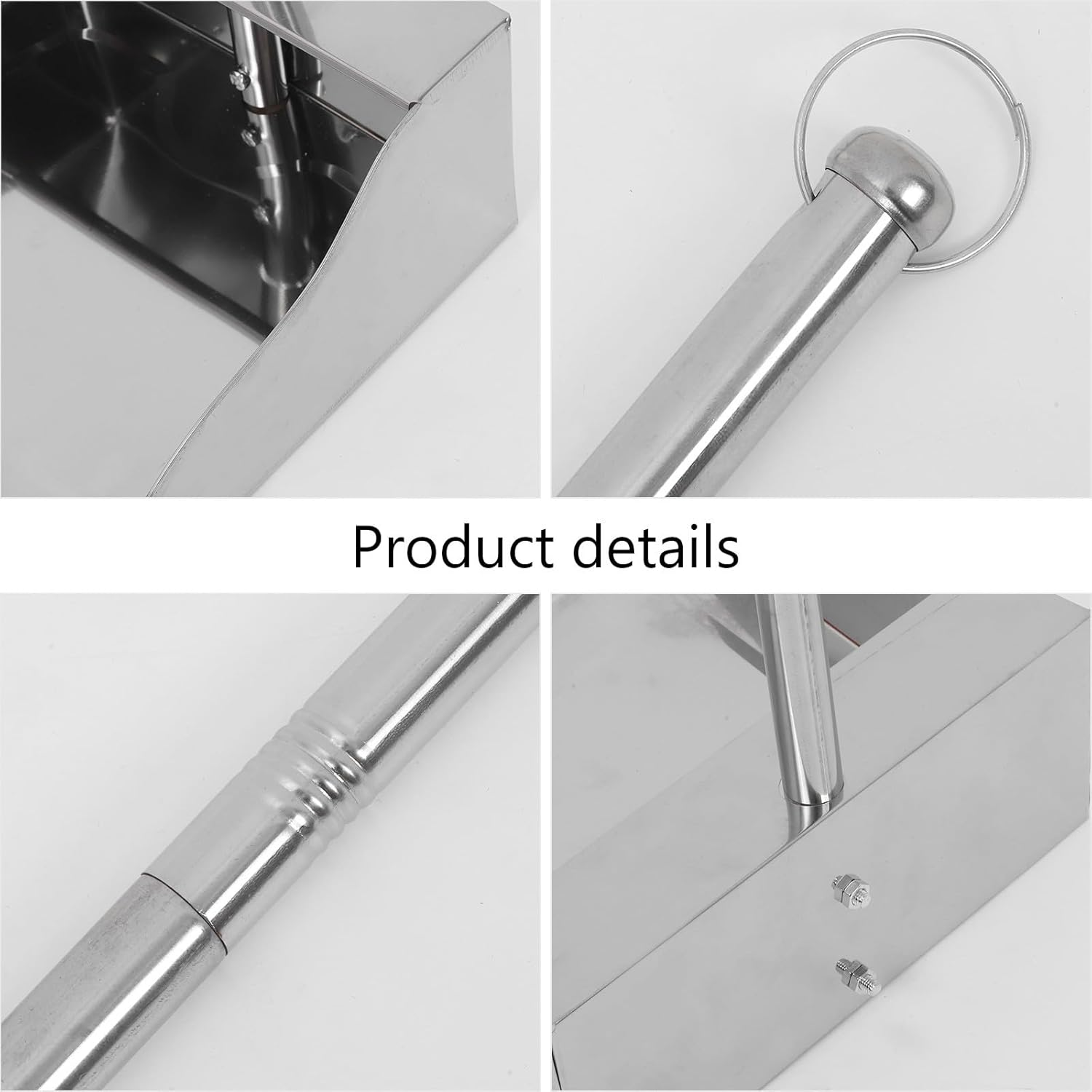 VALICLUD Stainless Steel Upright Dustpan with Long Handle, Heavy Duty Handheld Garbage Shovel for Indoor and Outdoor Cleaning, Large Size Ground Dustpan Suitable for Home and Garden Use image number 1