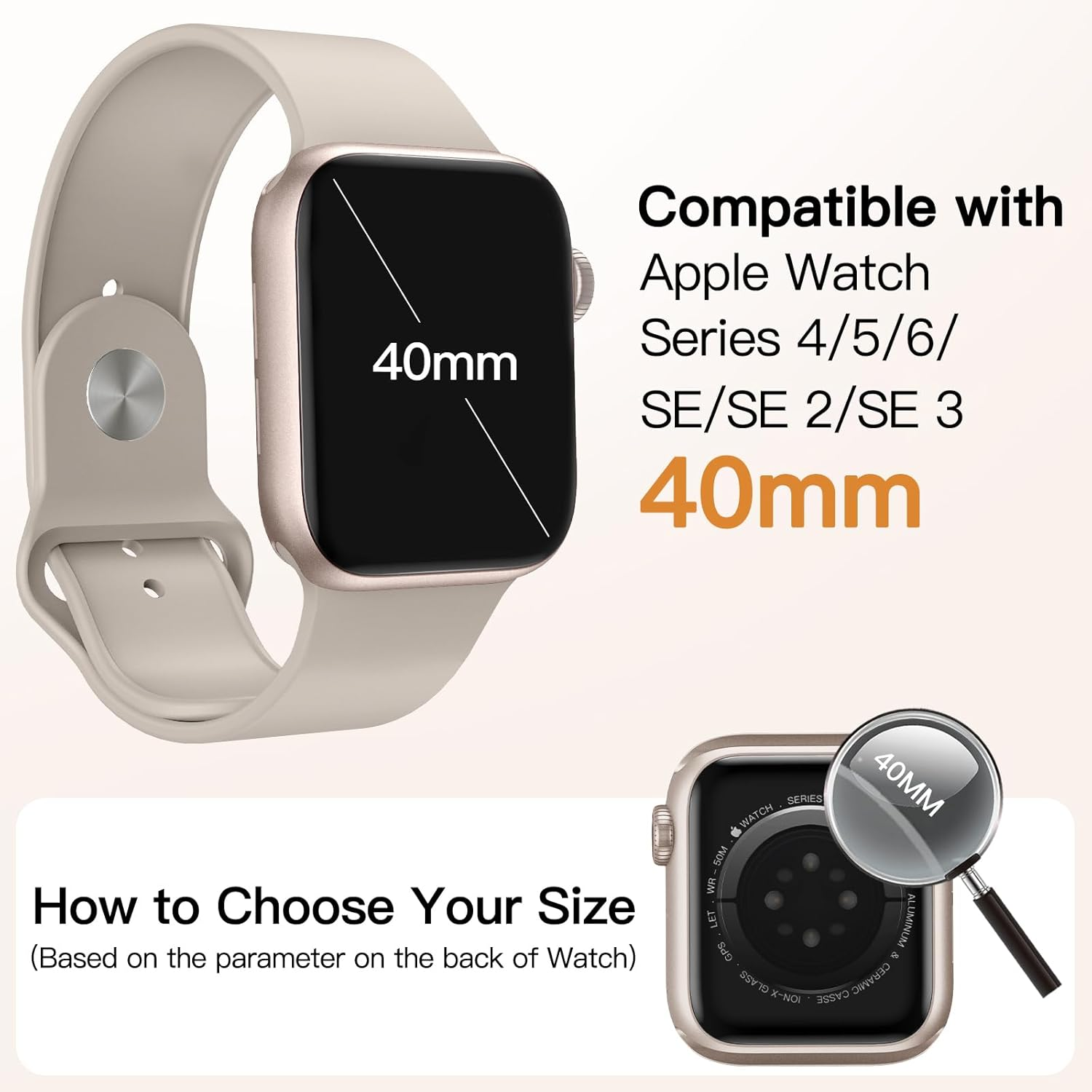 Jetech Waterproof Case with Screen Protector for Apple Watch SE 3/2/1 (2025/2022/2020) / Series 6 5 4 40Mm, Built-In Tempered Glass Film Hard PC Bumper Full Protective Cover, 2 Pack (Starlight) image number 6