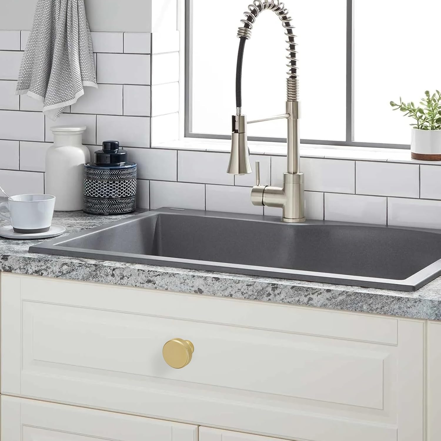 BUKOBYHE 10 Pack Kitchen Cabinet Knobs Brushed Gold Cabinet Pulls Gold Knurled Drawer Knobs Solid Kitchen Hardware image number 3