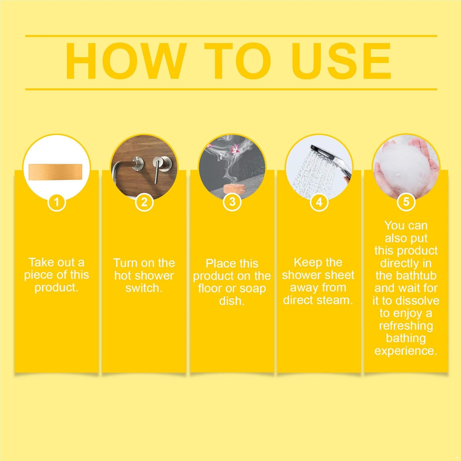 Yizyif 8 Pack Aromatherapy Shower Tablets Citrus Scented Bath Tablets for Relaxation Spa and Gentle Cleansing Yellow One Size image number 4