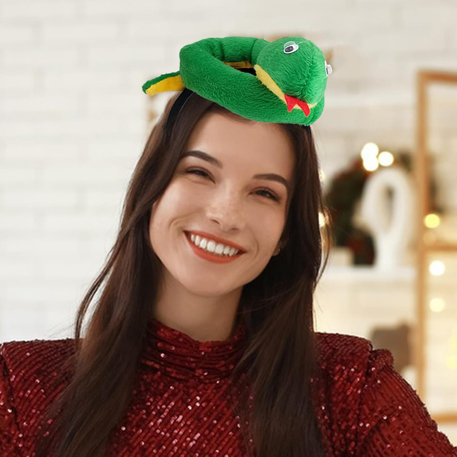 Snake Headpiece | Plush Cosplay Headpiece | Soft Comfortable Headband Costume for Women Decoration Halloween Gatherings Parties Events Cosplay Celebrations image number 3