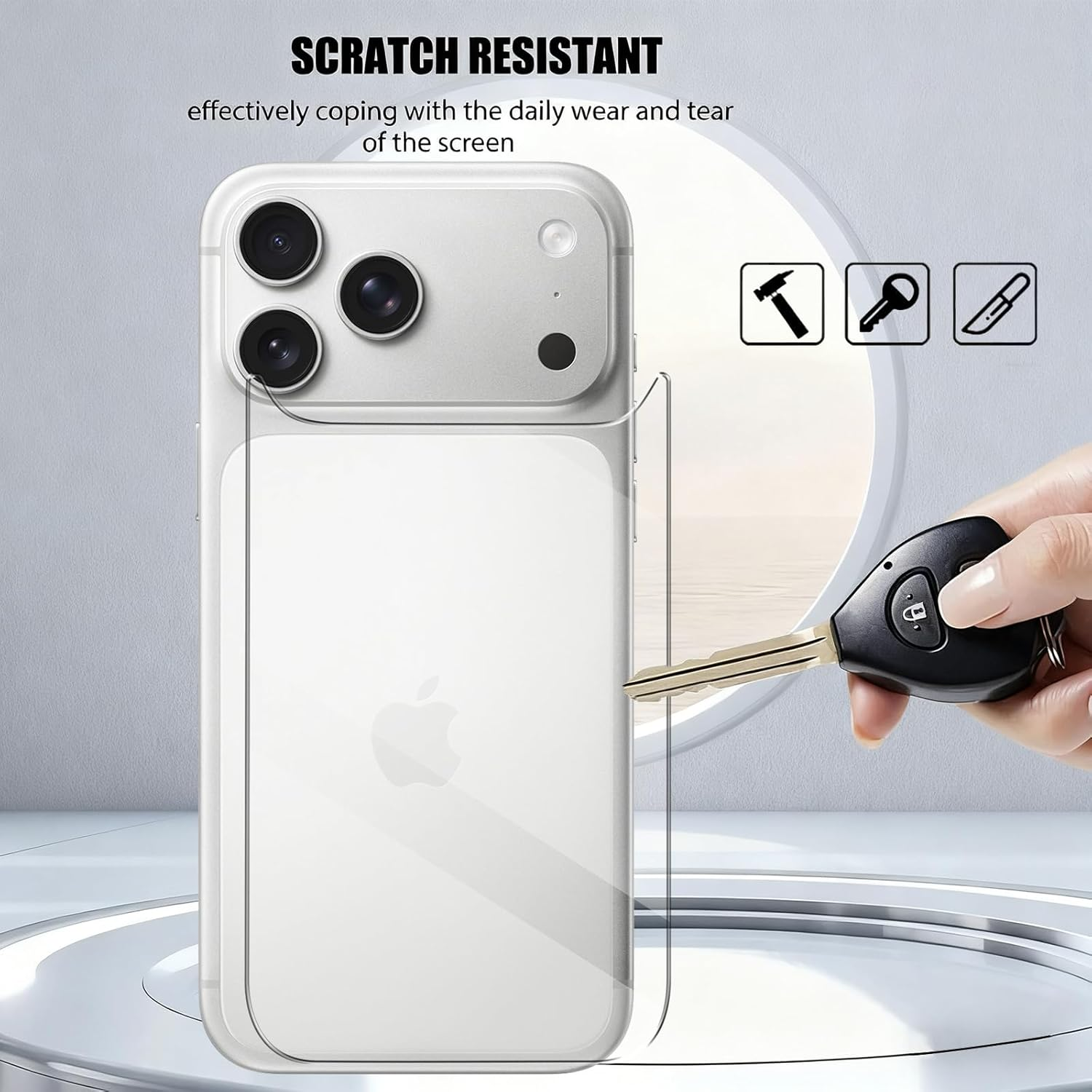 [2+2 Pack] Back Screen Protector for Iphone 17 Pro Max with Camera Lens Protector, Electro-Weideworld Ultra Clear 9H Hardness Scratch Resistant Tempered Glass with Full Coverage image number 2