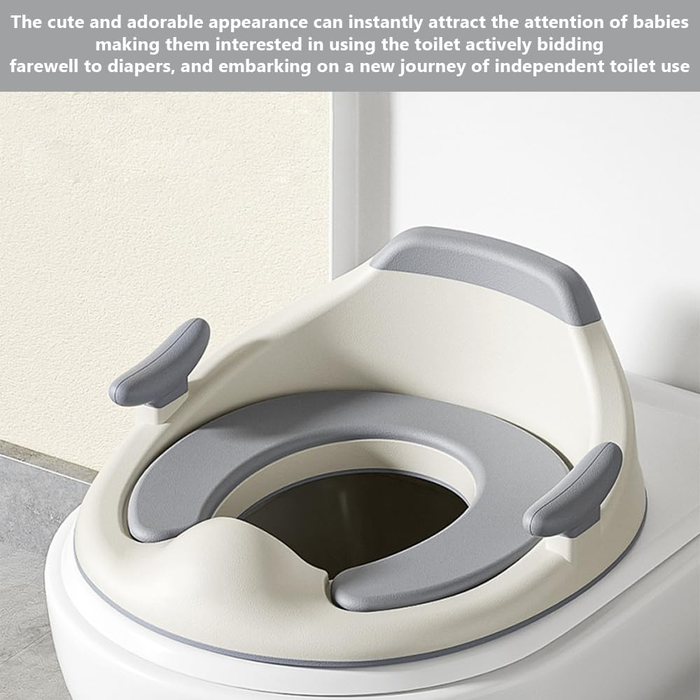 Potty Training Seat,Toilet Trainer,Stability Toilet Seat,Foldable Seat,Travel Potty, with Safe Handles and Detachable Cushion for Boys and Girls, Need to Go to the Toilet, Grey image number 3