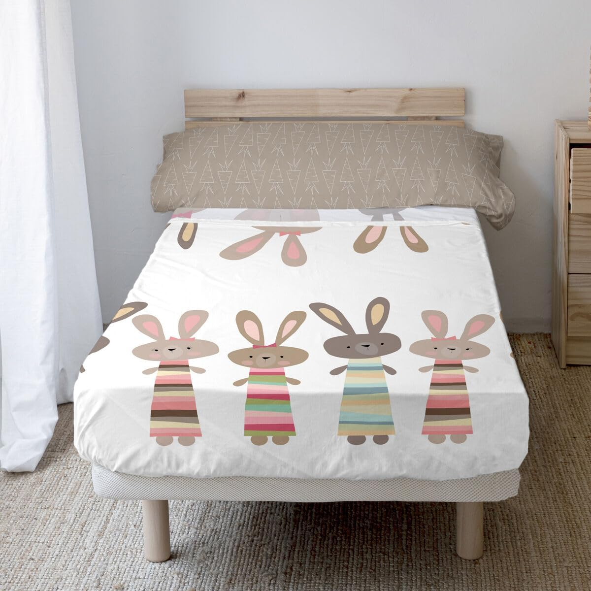 Happyfriday Moshi Moshi Rabbit Family Bedding Set Multicolor 80/90 Bed 2 Pieces image number 3