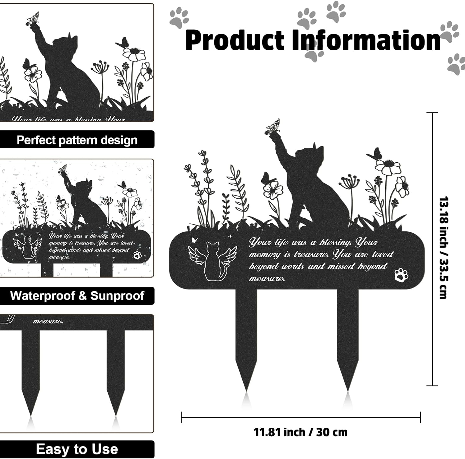 Rngmsi Pet Grave Markers - Metal Cat Memorial Plaque, Waterproof Cemetery Stakes, Pet Headstone (13.4 X 12 In) - Dog 3 image number 2