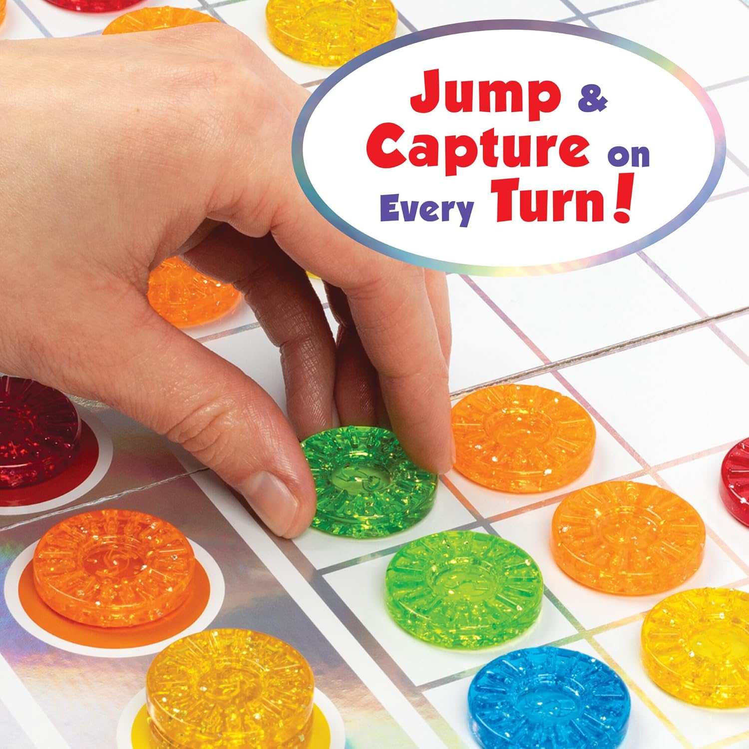 Mindware Skippity &ndash; Jump-And-Capture Board Game for 2 to 4 Players &ndash; Twist on Checkers &ndash; 100Pc &ndash; Fun for Kids & Adults, Ages 5+ image number 3