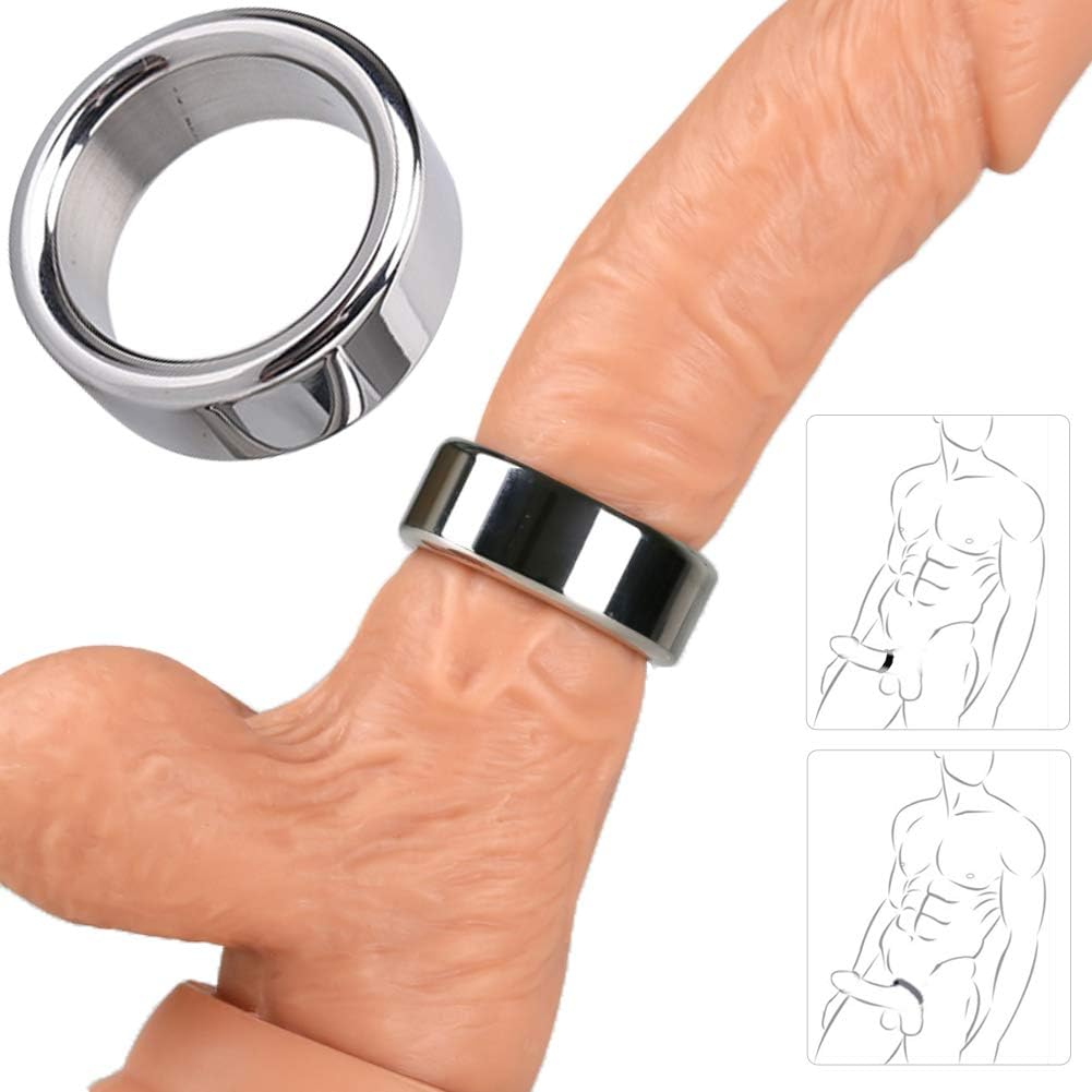FST Stainless Steel Cock Ring Male Delaying Ejaculation Penis Ring, 1.18'' image number 2