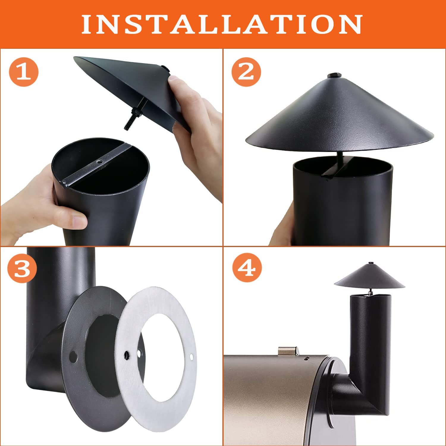 Grill Smoke Stack, Replacement for Pit Boss/Traeger/Camp Chef and Other Pellet Grills Smokestack Chimney image number 4