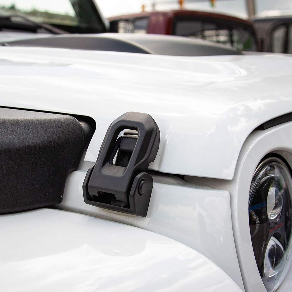 Jeep Hood Latch Locking for 2007-2018 Jeep Wrangler JK JL Original Black Stainless Steel Hood Catches Kit for Passenger and Driver Side Jeep Accessories image number 6