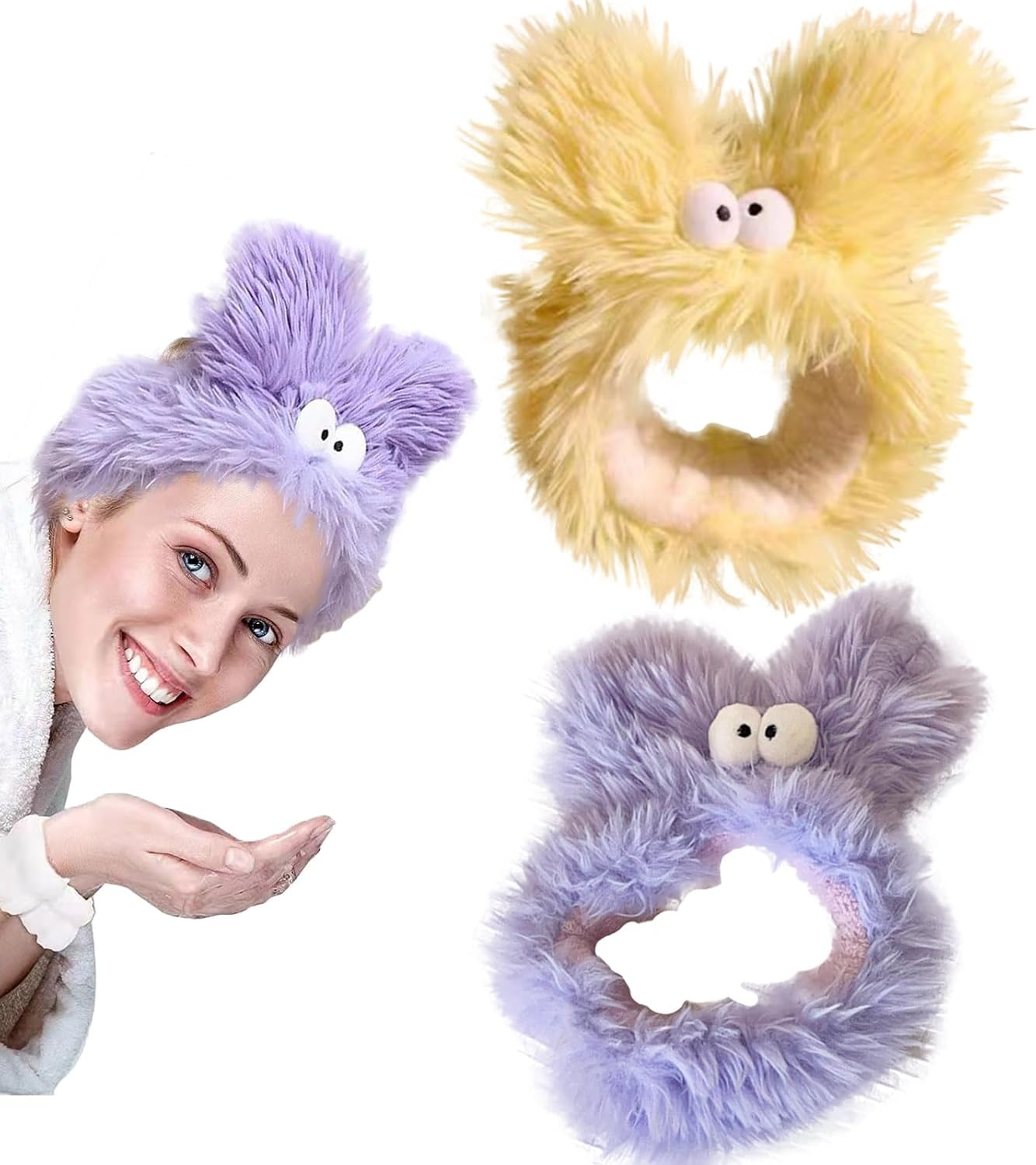 KASESSS 2-Piece Skincare & Spa Headband - Fleece Elastic Headbands for Women, Girls - Washing Face, Yoga, Sports image number 3