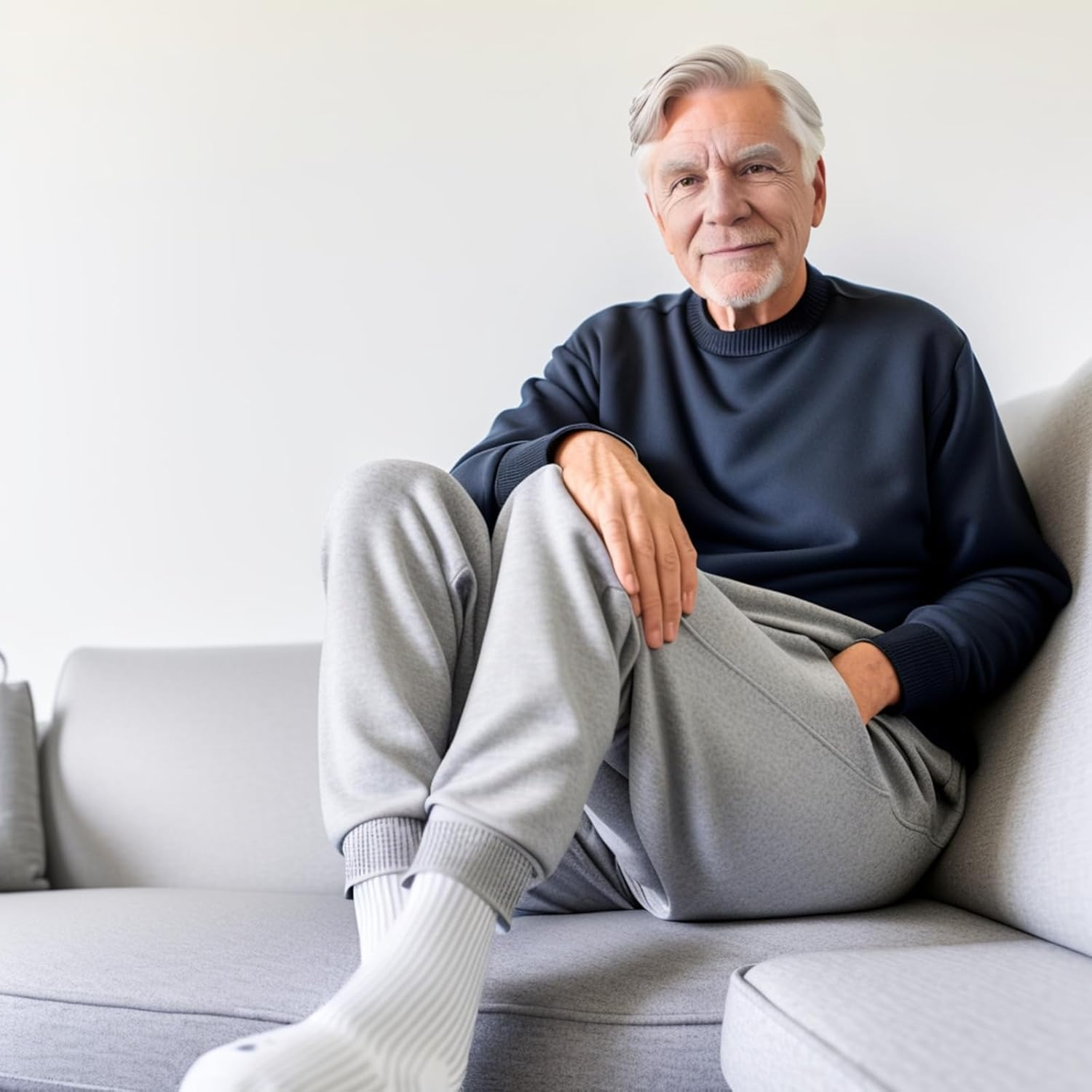 Svlftecon 4 Pack Diabetic Crew Socks Extra Wide Super Soft Non-Binding Top Edema Socks for Swollen Feet Unisex image number 7