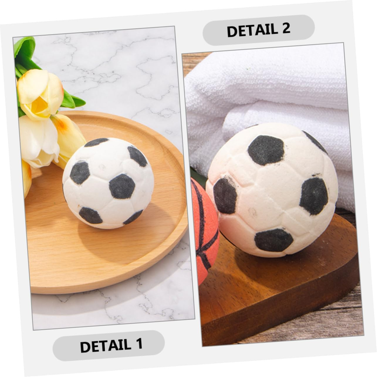 TOBBOMEY 2Pcs Bath Salt Bomb Bubble Football Shape Soothing Moisturizing for Relaxing Soaks image number 3