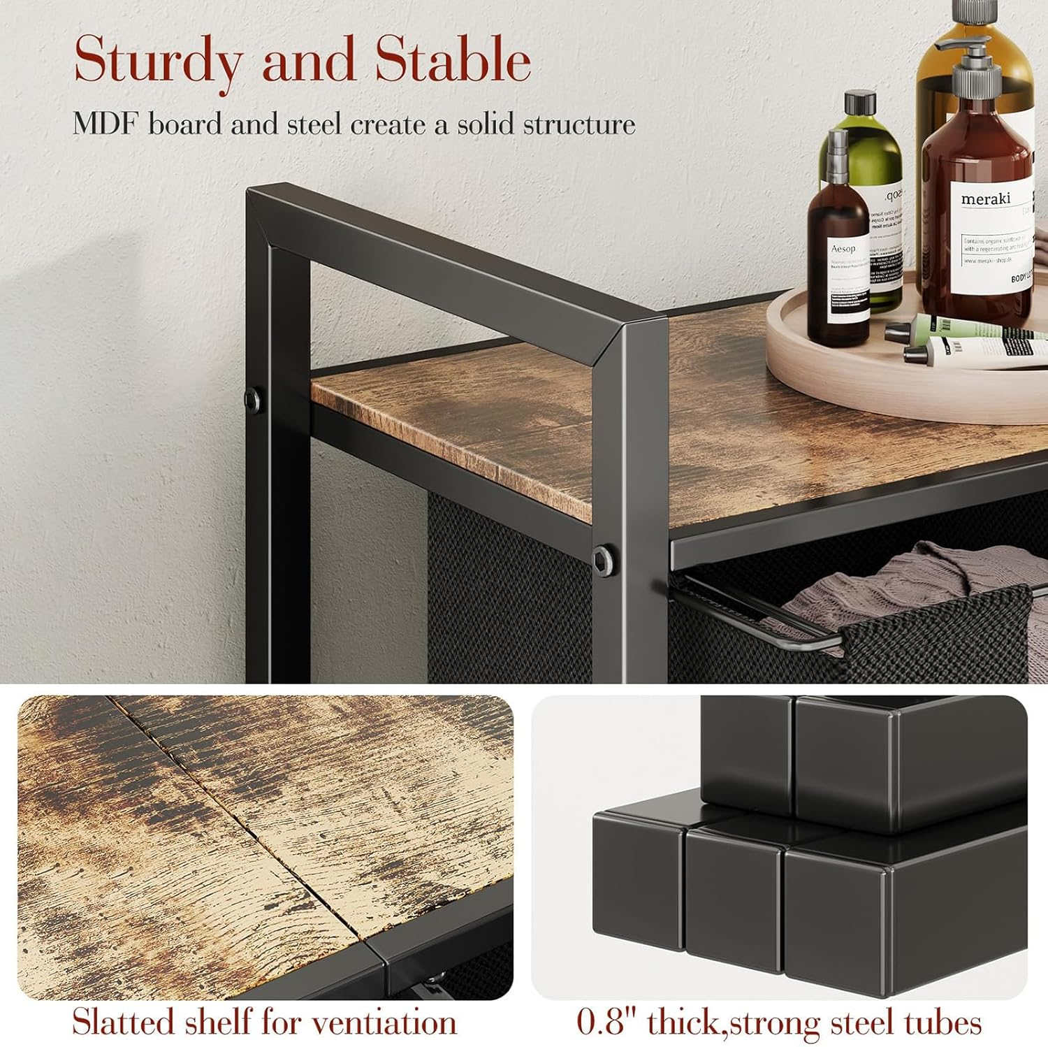 Laundry Hamper Clothes Basket Multifunctional Particle, 2X43L Removable Bags for Laundry Room, Bathroom and Bedroom image number 1