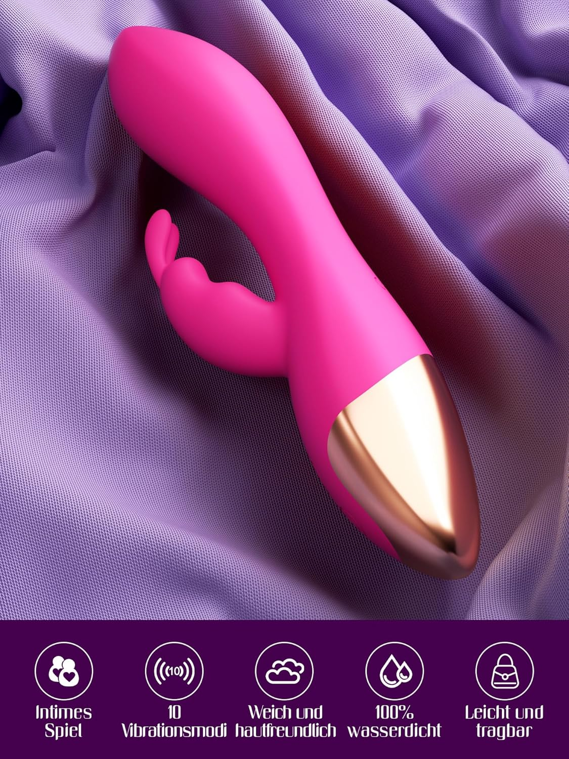 HIVEFUN Rabbit Vibrator Sex Toys for Clitoris G-Spot Stimulation, Adult Toys Anal Dildo with 10 Powerful Vibrations Dual Motor Stimulator, Waterproof Dildos Vibrators Sex Toy for Women or Couple Fun image number 2