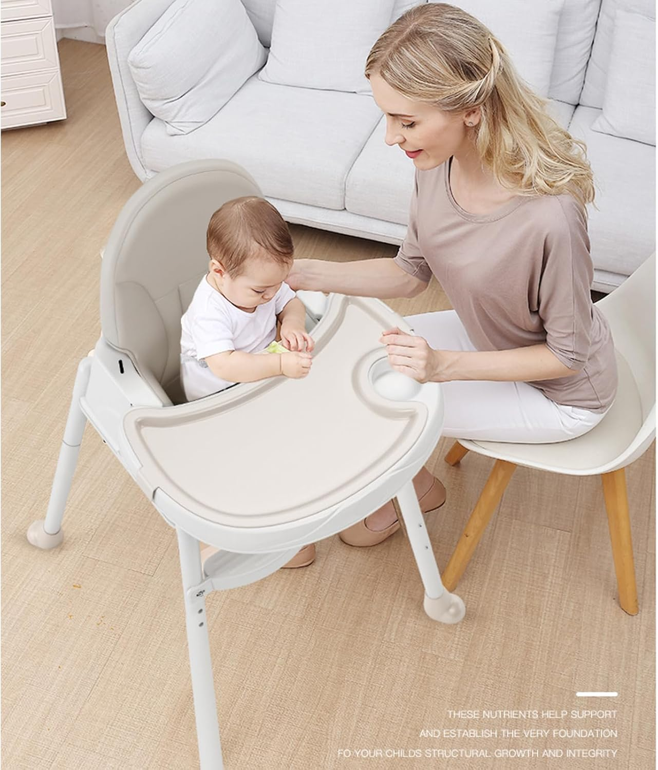 Xcjump Baby High Chair, Portable Feeding Chair with Dining Tray, Height Adjustable Toddler Dining Chair for Babies and Toddlers