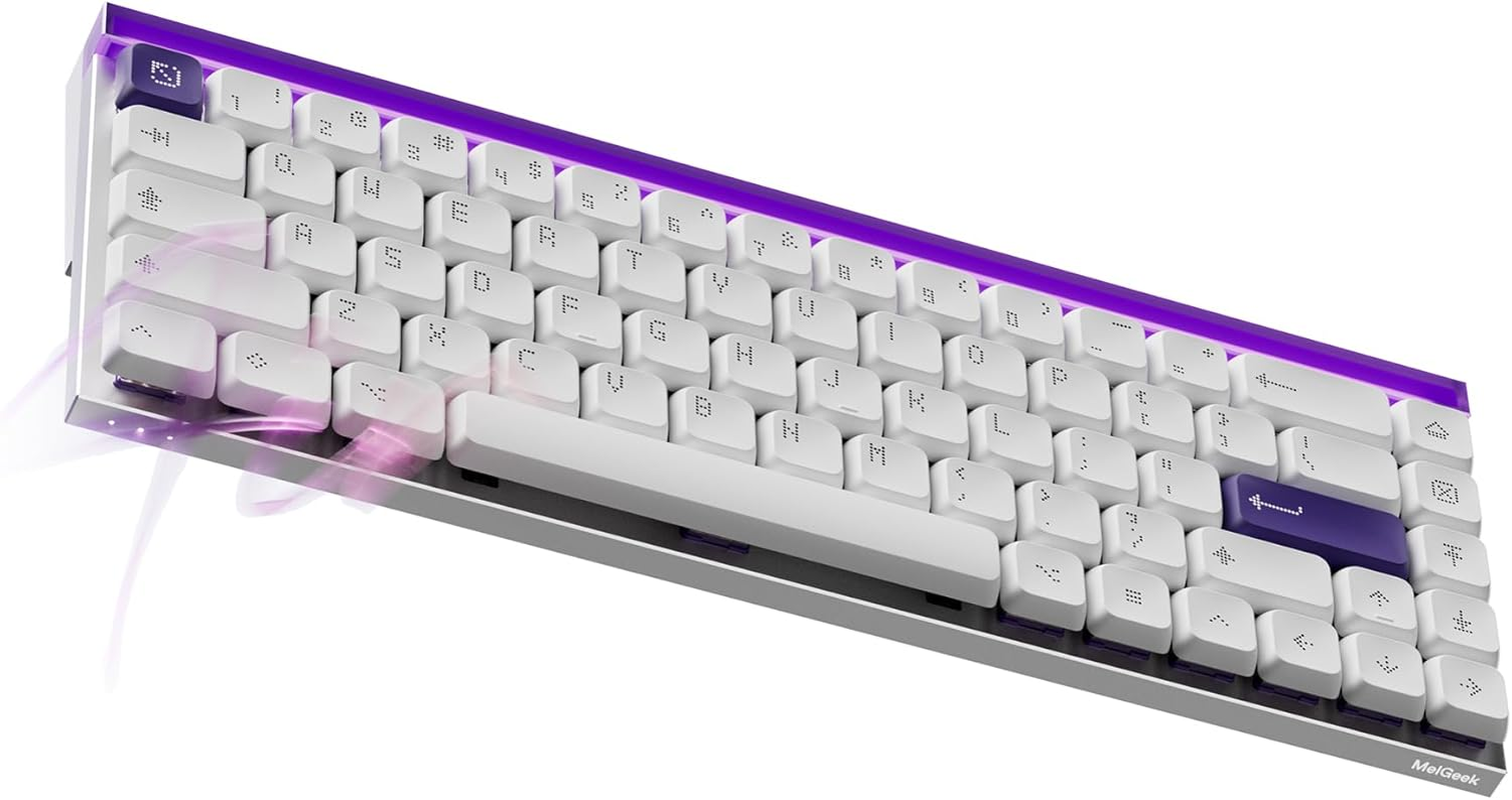 Melgeek MADE68 Air Wired Keyboard, Hall Effect Magnetic Switch Low-Profile Gaming Keyboard, 65% Compact Rapid Trigger, Hot-Swappable, RGB Snap Tap & Adjustable Actuation, Online HIVE Custom (Purple)