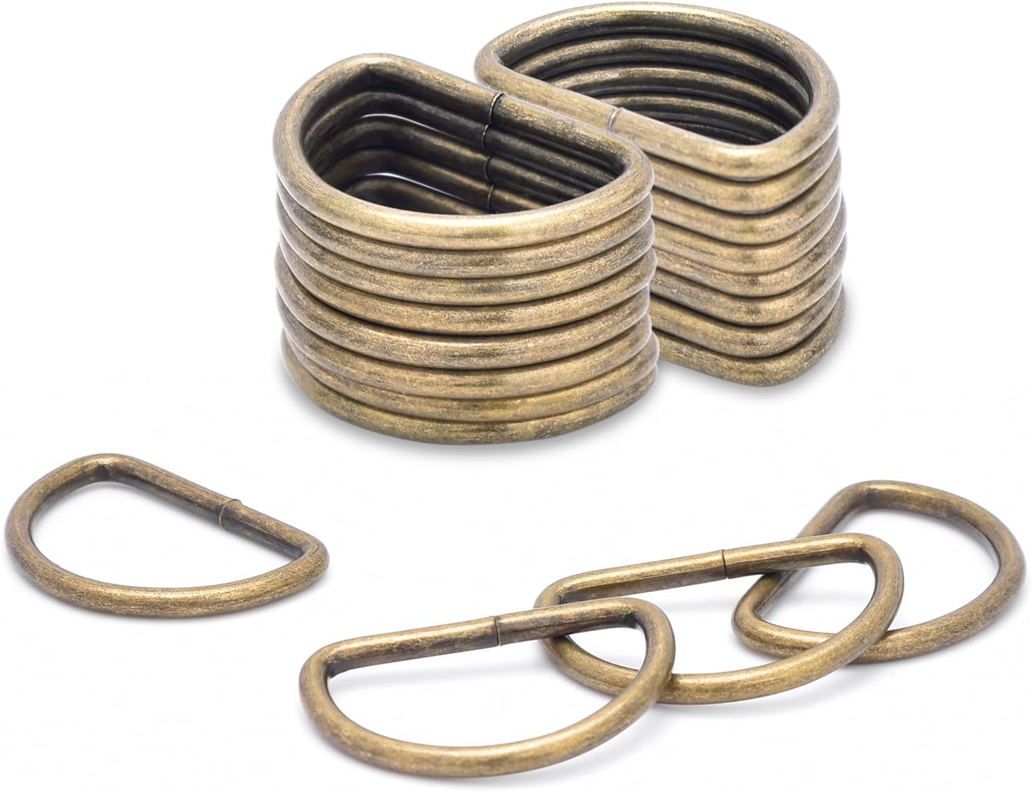 Coobigo 100 Pack 1/2" Dee Rings D-Ring Metal Buckle Strap Sewing Accessories FLQ051-E