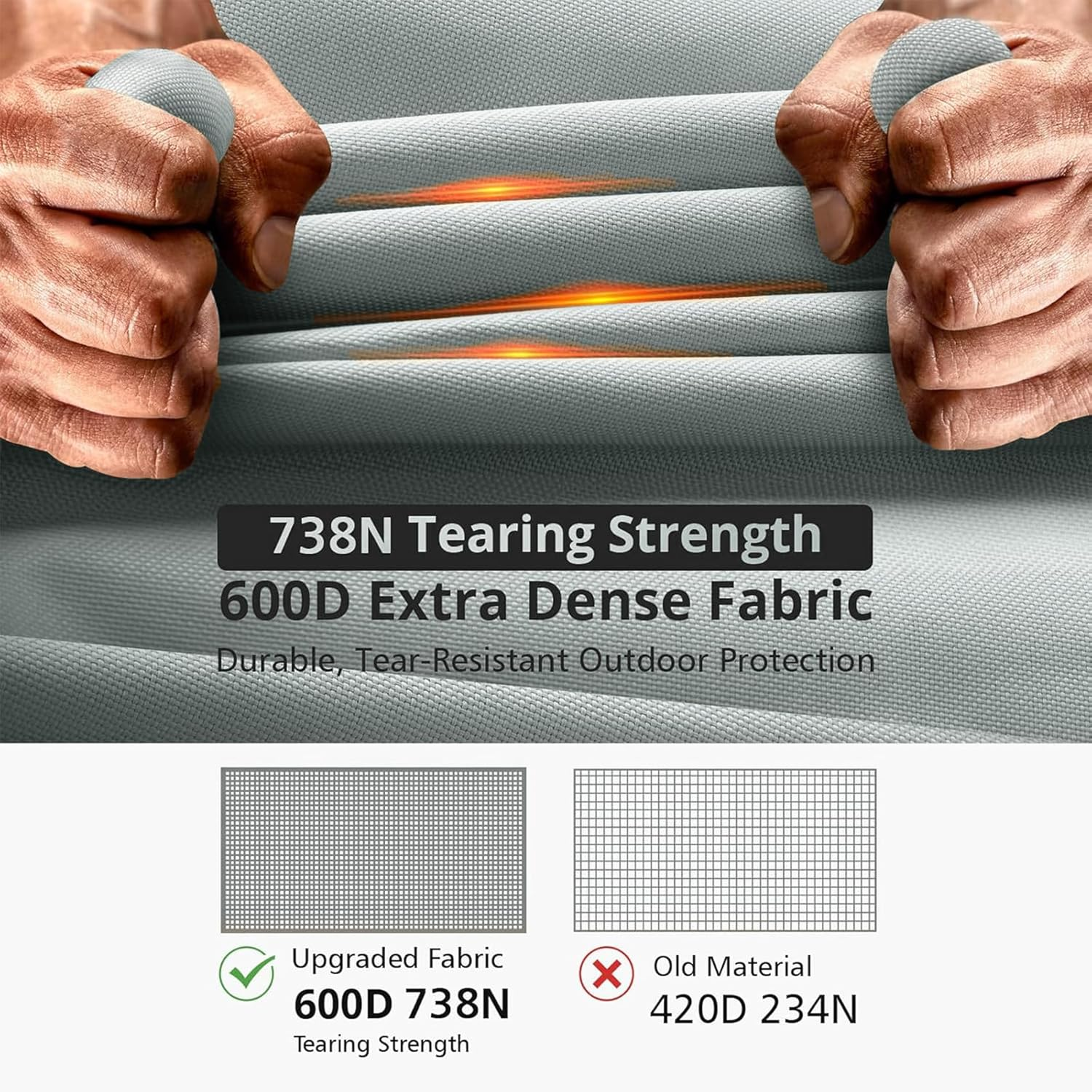 Explore Land Fade Resistant Full Outboard Motor Cover - Waterproof 600D Heavy Duty Boat Engine Covers Fit for Motor 60-100 HP, Grey, 10807703 image number 1