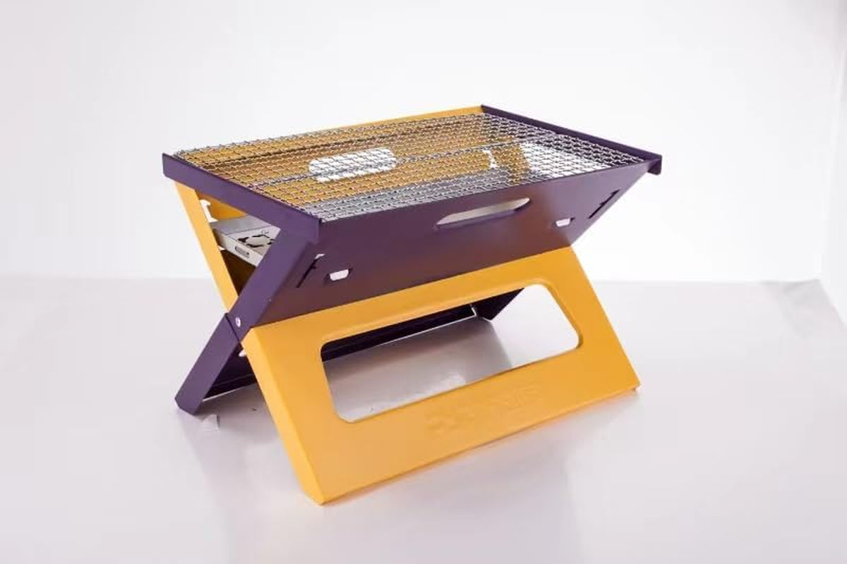 Portable Charcoal Grill with Folding Legs, 41 X 26 Cm Outdoor BBQ Grills, Camping Barbecue